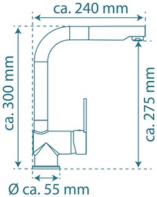 Schutte LONDON ééngreepsmengkraan keuken met uittrekbare uitloop, roestvrij staal-look