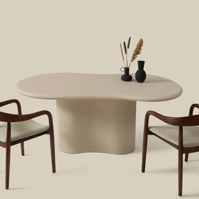 Organische Eettafel Beige Betonlook 180 Cm - 180 X 110cm.