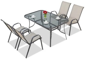 Dining tuinset Modena lichtgrijs voor 4 personen Garden Point