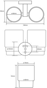 Sapho X-Round dubbele glashouder chroom