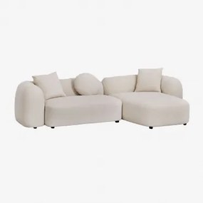 2-delige Modulaire Chaise Longue-bank Rechts, In Coco Chenille Dikke Chenille Stof Wit - Sklum