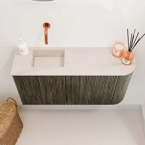 Mondiaz Joya DLux 80cm toiletmeubel ronding rechts shadow met wastafel faye links zonder kraangat meli