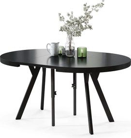 EXPANSO Czarny Mat/zwarte poten - GROTE RONDE TAFEL Ø110 UITBREIDBAAR TOT 310 cm met Y-POTEN LOFT/INDUSTRIAL