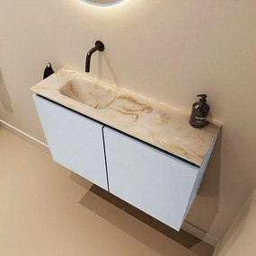 Mondiaz Ture DLux toiletmeubel 80cm clay met wastafel frappe links zonder kraangat