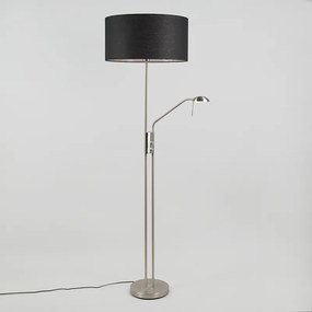 Vloerlamp met dimmer staal en zwart met verstelbare leesarm - Luxor Modern E27 rond Binnenverlichting Lamp