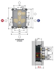 Hotbath Buddy ADS1A inbouw regendouche met 20cm hoofddouche en plafondarm geborsteld nikkel