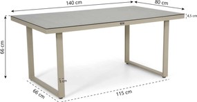 Dining Loungeset 5 personen Aluminium Zand/Beige  Domani Furniture Ocean