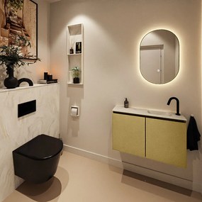 Mondiaz Ture DLux toiletmeubel 80cm oro met wastafel ostra rechts met kraangat