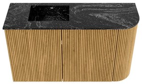 Mondiaz Joya DLux 70cm toiletmeubel ronding rechts oak met wastafel faye links zonder kraangat lava