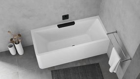 Polysan Monolith Cascata rechts half vrijstaand bad met zwart waterval uitloop 180x80cm