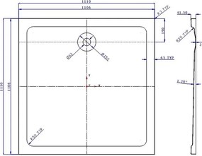Eastbrook Volente douchebak 110x110cm composiet wit