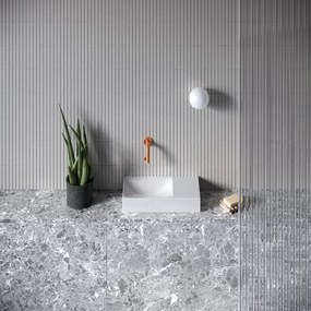 Clou Vale fontein solid surface 38cm zonder kraangat rechts wit mat