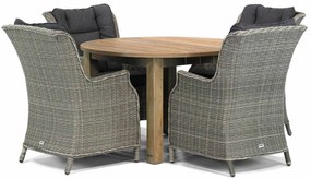 Tuinset Ronde Tuintafel 4 personen 120 cm Wicker Grijs Garden Collections Aberdeen/Brighton