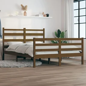 vidaXL Bedframe massief grenenhout honingbruin 160x200 cm