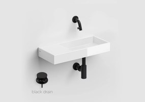 Clou Mini Wash Me keramische fontein 45cm wit glans met Kaldur toiletkraan zwart mat