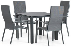Tuinset 4 personen 90 cm Aluminium/textileen Grijs Hartman Sitges/Mateo