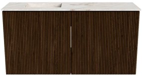 Mondiaz Joya DLux 80cm toiletmeubel walnut met wastafel faye links 1 kraangat frappe