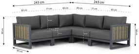 Hoek loungeset 5 personen Aluminium/wicker Grijs  Santika Furniture Santika