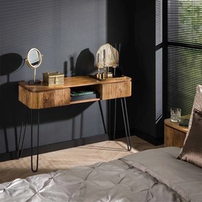 Houten Sidetable Met Ribbels - 110 X 40cm.