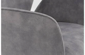 Goossens Eetkamerstoel Hera grijs velvet stof met armleuning, modern design