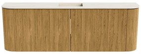 Mondiaz Joya DLux 125cm toiletmeubel ronding links/rechts oak met wastafel faye midden zonder kraangat meli