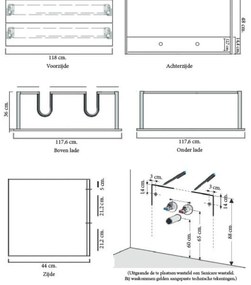 Sanicare Q1 badkamermeubel met 2 laden 120 cm antraciet