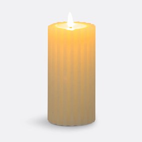 Gestreepte wax LED kaars H17,5 cm, Caspar