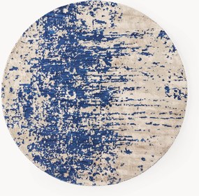 Rond wollen vloerkleed Cynthia met abstract patroon, handgeweven