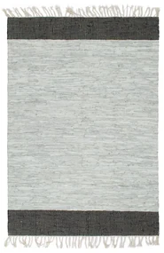 vidaXL Vloerkleed chindi handgeweven 190x280 cm leer lichtgrijs zwart