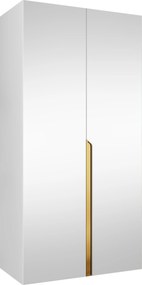 Kledingkast Hartford 589, Gouden, Wit, 202x100x52cm, 67.3 kg, Kledingkast deuren: Met scharnieren