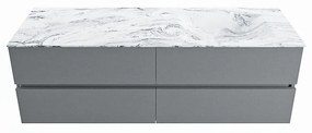 Mondiaz Vica DLux badmeubel 150cm plata 4 lades met wastafel glace rechts zonder kraangat