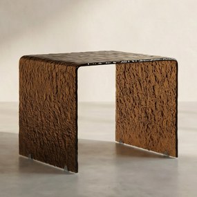 Glazen Bijzettafel Retro Bruin - 50 X 45cm.
