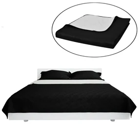 vidaXL Bedsprei gewatteerd dubbelzijdig 170x210 cm zwart/wit