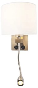 LED Moderne wandlamp staal met witte kap - Brescia Modern E27 rond Binnenverlichting Lamp
