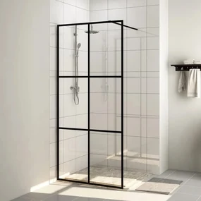vidaXL Inloopdouchewand 115x195 cm ESG-glas transparant en zwart