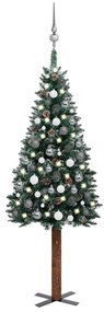 vidaXL Kerstboom met LED's en kerstballen smal 150 cm groen