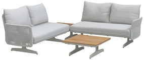 4 Seasons Outdoor Play 4-persoons hoekbank met hoek- en salontafel Loungeset houtkleur weerbestendig