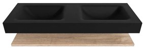 Zaro Alan badmeubel 130cm met planchet washed oak en vrijhangende wastafel cloud dubbel 2 kraangaten urban