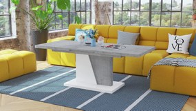 NOIR beton / witte, uitschuifbare salontafel