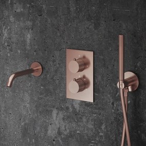 Saniclear Copper Curved inbouw thermostaat met inbouwdeel geborsteld koper