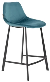 Dutchbone Franky Lage Fluwelen Barstoel Blauw