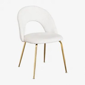 Set Van 2 Eetkamerstoelen Van Corduroy Glorys Gebroken Wit & Goud - Sklum