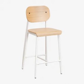 Hoge Kruk 65 Cm In Eikenfineer And Gardenia Wit - Sklum
