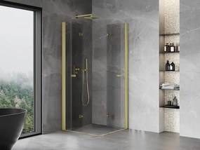 Mexen Mist-F Duo opvouwbare douchecabine 90 x 90 cm, transparant, goud geborsteld - 8A6-090L-090P-55-00