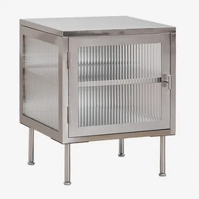Paoline Bijzettafel Van Staal En Glas Geborsteld Grijs - Sklum