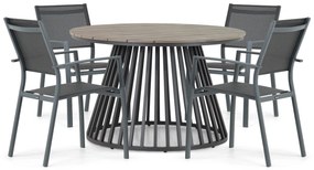 Tuinset Ronde Tuintafel 4 personen 125 cm Aluminium Grijs Lifestyle Garden Furniture Sella/Sorrento