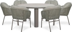 Tuinset Ronde Tuintafel 6 personen 150 cm Rope Taupe  Coco Livo/Arancia