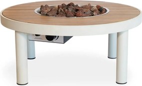 Happy Cocooning Riviera 80 Vuurtafel - 80x80cm - Oyster Beige - Acaciahout &amp; Aluminium