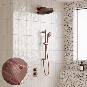Saniclear Evolution Curved inbouw regendouche met glijstang en 2 standen handdouche geborsteld koper