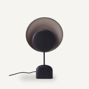 Tafellamp in zwart en mokka metaal, Naton